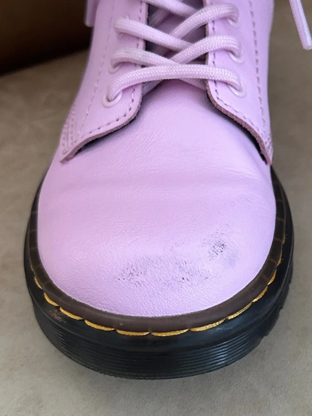Dr. Martens Zavala J Leather Combat Boots Pale Pink Girls Size 13 Edgy Fun
